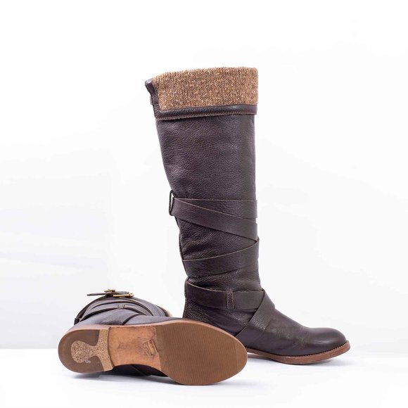 Chloe Tall Brown Leather Boots - Picture 3 of 4